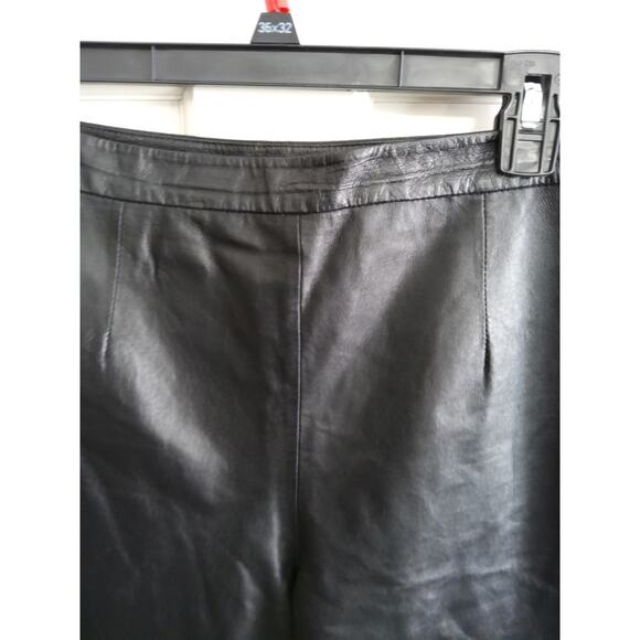 Mobwife genuine leather black pants size 8 W button zip sleek biker cosplay vamp - Picture 4 of 9